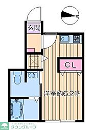 ラメール飯田橋 1階ワンルームの間取り