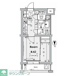 メイクスデザイン学習院下 2階1Kの間取り