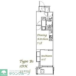 スプランディッド西日暮里 4階1DKの間取り