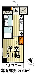 プラウドフラット新大塚 4階1Kの間取り