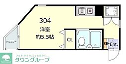 コーポ数納 ワンルームの間取図画像