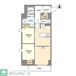 ドゥーエ尾久 2LDKの間取図画像
