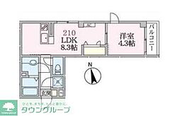 アローマ王本町 1LDKの間取図画像