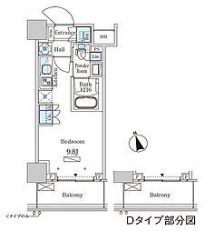 パークアクシス大塚ステーションゲートタワー ワンルームの間取図画像