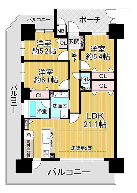 3LDK 間取り