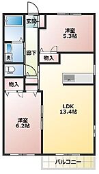 グランメール 2LDKの間取図画像