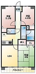 ダイアパレス千葉東金 3LDKの間取図画像