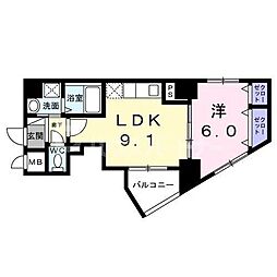 HDビル 4階1LDKの間取り