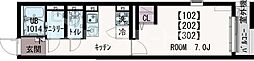 IXO陽桜 2階1Kの間取り