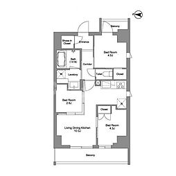 BPRレジデンス東日暮里 6階3LDKの間取り