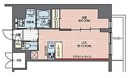 プレジオ西新井 3階1LDKの間取り