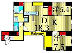 ロイヤル　トーリータワーズ 9階2LDKの間取り