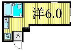 シャンテ町屋 1階ワンルームの間取り