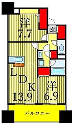 ロイヤルパークスシーサー南千住 6階2LDKの間取り