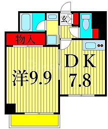 PAPILLON 2階1DKの間取り