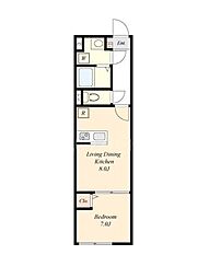 HW.HILLs 東日暮里 4階1LDKの間取り