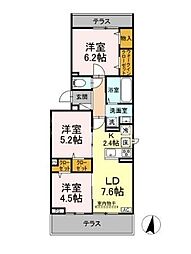 メゾン　シャルム 2階3LDKの間取り