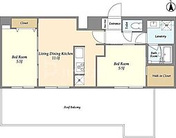 グランカーサ尾久 7階2LDKの間取り