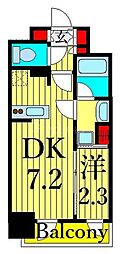 グランカーサ三ノ輪II 4階1DKの間取り