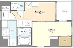 グランカーサ王子III 3階1DKの間取り