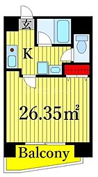 東林ビル 8階1Kの間取り