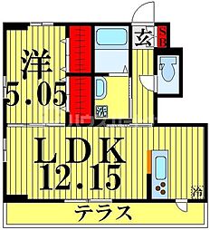 さくら郷 1階1LDKの間取り