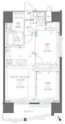 アルファレジデンシア南千住 15階2LDKの間取り
