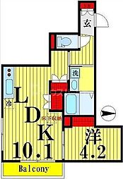 グランドゥールTJ 1階1LDKの間取り