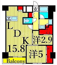 コンフォリア日暮里 1階2LDKの間取り