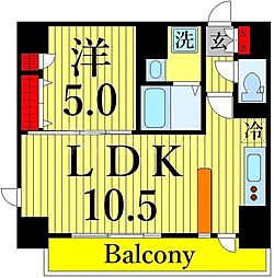 カスタリア三ノ輪 5階1LDKの間取り