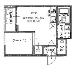 GRAND BEAR 1階1LDKの間取り
