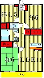 コートグランディア西新井 3階3LDKの間取り