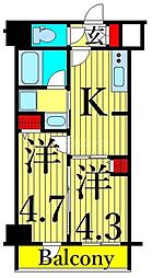 ティモーネ　グランデ田端ドゥーエ 3階2Kの間取り