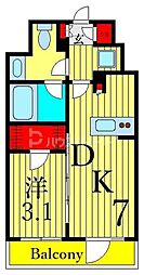 ルフォンプログレ浅草入谷 3階1DKの間取り