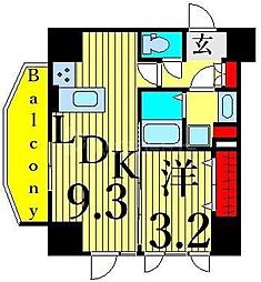 オーキッドレジデンス三ノ輪 10階1LDKの間取り