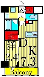 コンフォリア台東根岸 10階1DKの間取り