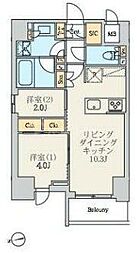 東京メトロ日比谷線 北千住駅 徒歩7分の賃貸マンション 5階2LDKの間取り