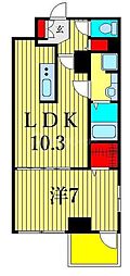 コスモグランス東日暮里 1LDKの間取図画像