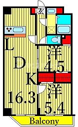 ALPHACOURT町屋 2LDKの間取図画像
