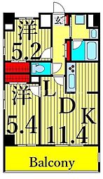 リーフガーデン東日暮里 2LDKの間取図画像