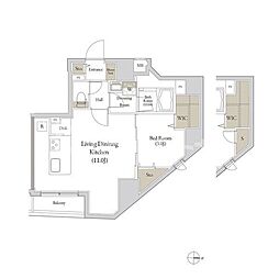 Loq入谷 1LDKの間取図画像