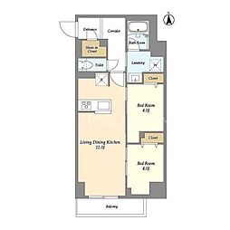 ドゥーエ尾久 2LDKの間取図画像