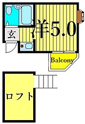 サンハイツ 1Kの間取図画像
