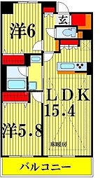 ロイヤルパークス新田 2LDKの間取図画像