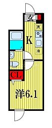 NOIR AYASE 1Kの間取図画像