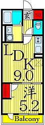 ヴィラブランシュ 1LDKの間取図画像