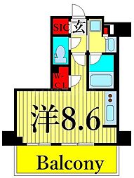 ザ・レジデンス三ノ輪2 ワンルームの間取図画像