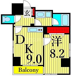 グランフォース上野入谷 1Kの間取図画像