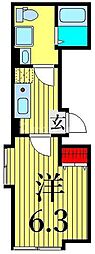 SUI浅草 1Kの間取図画像