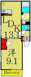(仮)イクシオ本木東町 1LDKの間取図画像